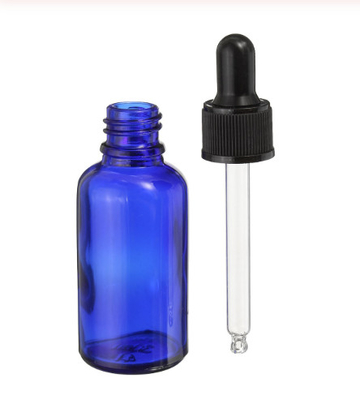 LinDeer 30 ml niebieskie szklane butelki z zakraplaczem z czarną plastikową nakrętką