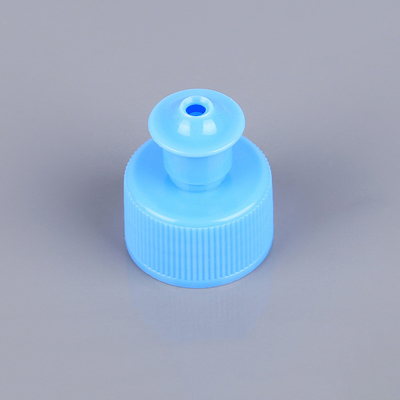 Nakrętki do butelek kosmetycznych PET Niebieska nasadka 28 mm Push Pull bez wycieku