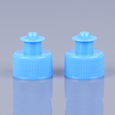 Nakrętki do butelek kosmetycznych PET Niebieska nasadka 28 mm Push Pull bez wycieku