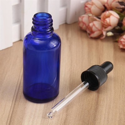 LinDeer 30 ml niebieskie szklane butelki z zakraplaczem z czarną plastikową nakrętką