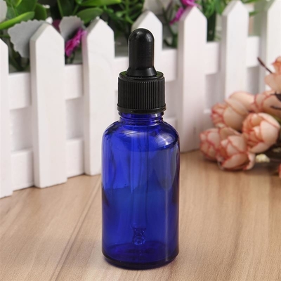 LinDeer 30 ml niebieskie szklane butelki z zakraplaczem z czarną plastikową nakrętką
