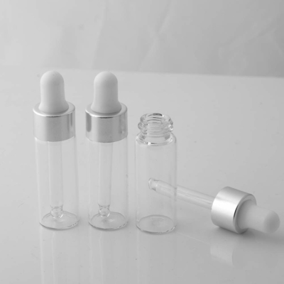 Srebrne butelki olejków eterycznych Mini 5 ml OEM Szklane butelki z zakraplaczem ODM
