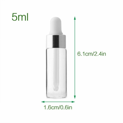 Srebrne butelki olejków eterycznych Mini 5 ml OEM Szklane butelki z zakraplaczem ODM