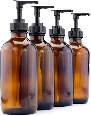 PET Brązowa 500 ml plastikowa butelka na balsam z 28 mm czarną pompką