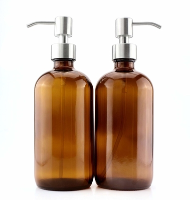 Butelki z balsamem o pojemności 500 ml z brązowego szkła z dozownikiem pompy 28 mm