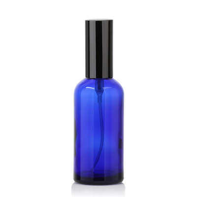 LinDeer 50ml Niebieska szklana butelka z rozpylaczem kosmetycznym z czarnym opryskiwaczem mgły